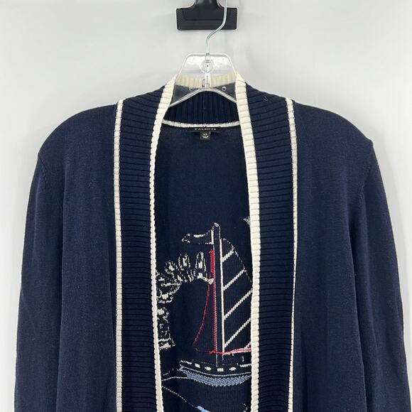 Talbots Apres Sail Lightweight Open Front Nautical Cardigan - Navy - XS - Picture 3 of 6